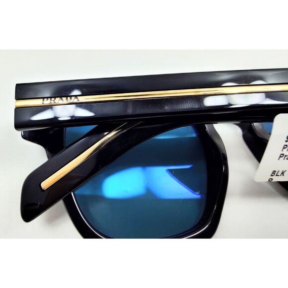 PRADA A16S BLACK SHN POLARIZED BLUE LENSE SUNGLASSES NEW IN CASE & BOX WITH TAGS - Picture 8 of 15